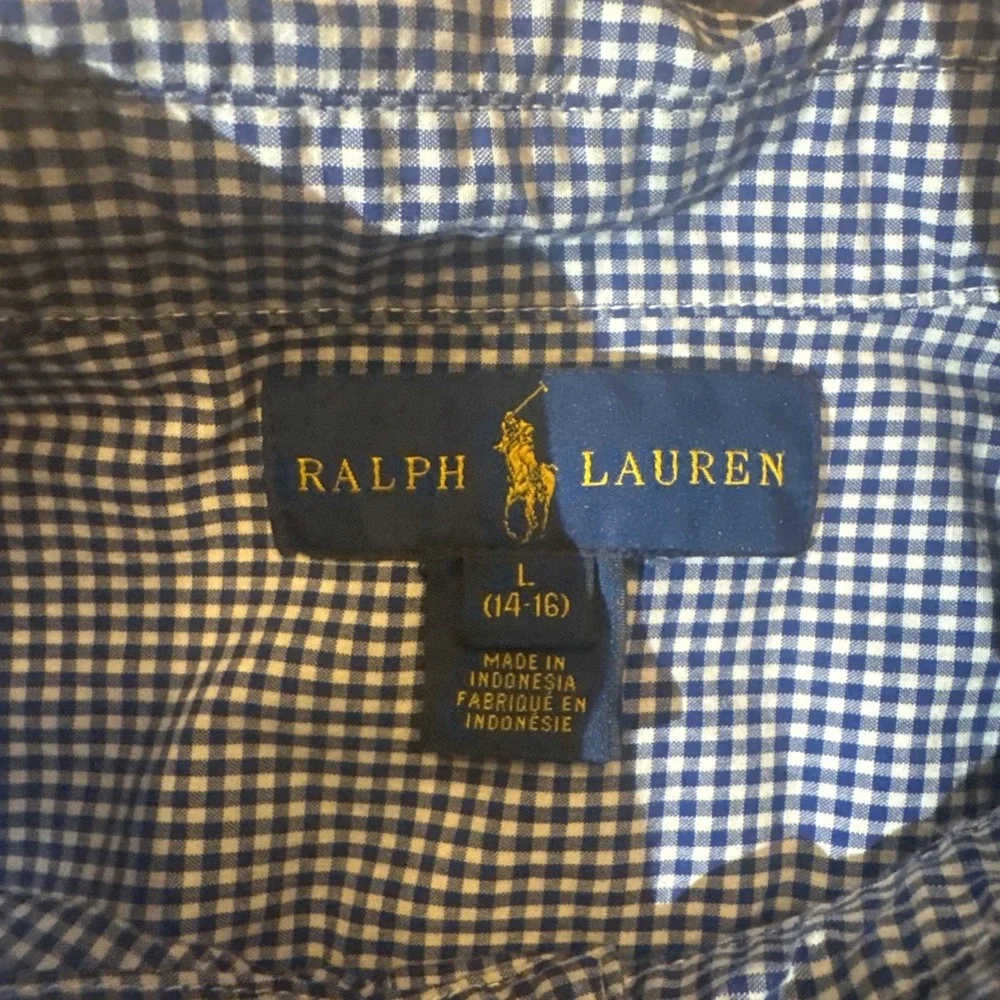 Ralph Lauren 3 Shirt Lot 2-L 14-16 SS White LS Gingham 1-XL 18-20 LS Plaid